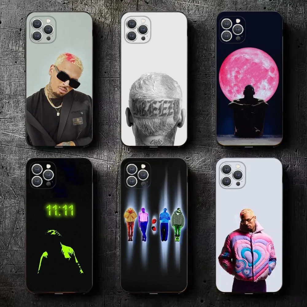 

Chris Brown Rapper B-Breezy Phone Case For iPhone 15,14,13,12,11,Plus,Pro Max,XS,X,XR,SE,Mini,8,7 Soft Silicone Black Cover