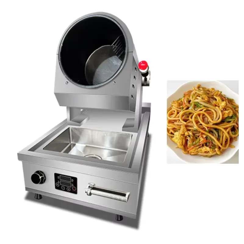2026 Commercial Automatic Wok Cooking Machine Cooking 5kw burner Pot Rotate Drum Stir Fry Electric Fryer Chef With Sink