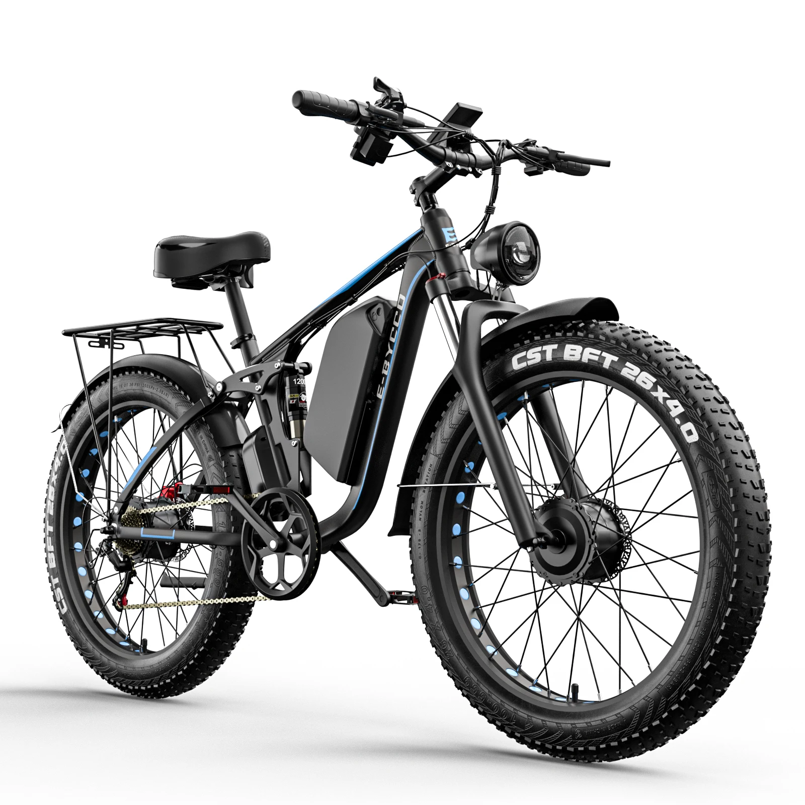 Electric Bicycle 2000W Dual Motor 26 inch Big Tires Adult Electric Bike 52V 23Ah Removable Battery Top Speed 50km/h Hydraulic Br