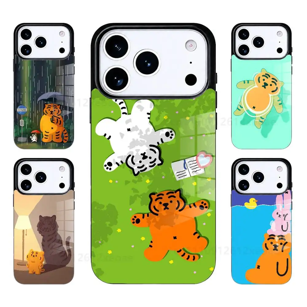 M-MUZIK TIGER Cartoon Phone Case For iPhone 17 Air 16 15 14 13 12 11 Pro PROMax Plus Mini Magsafes Wireless Charging Cover