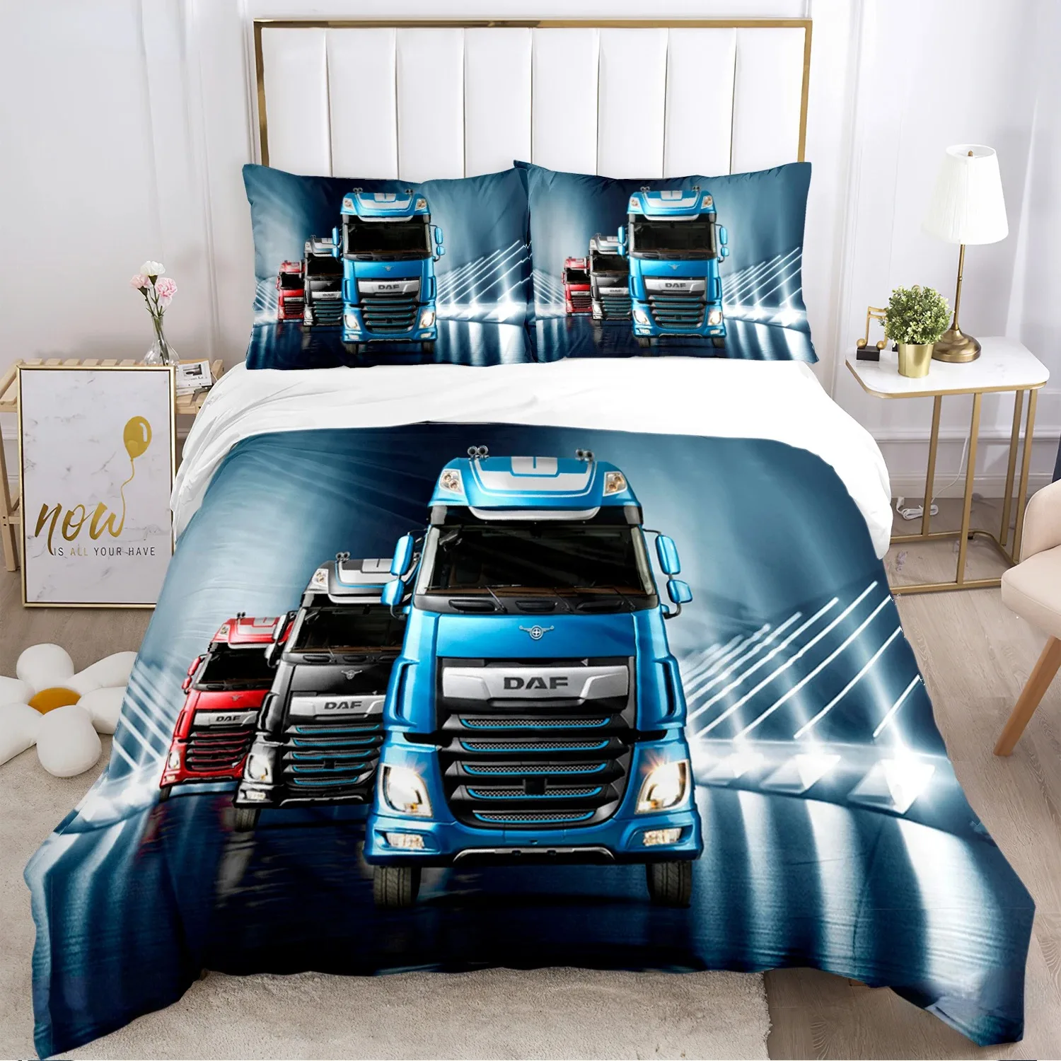 DAF Truck Logo Duvet Cover Cartoon Comforter Bedding set Soft Quilt Cover and Pillowcases for Teens Boy SingleDoubleQueenKing