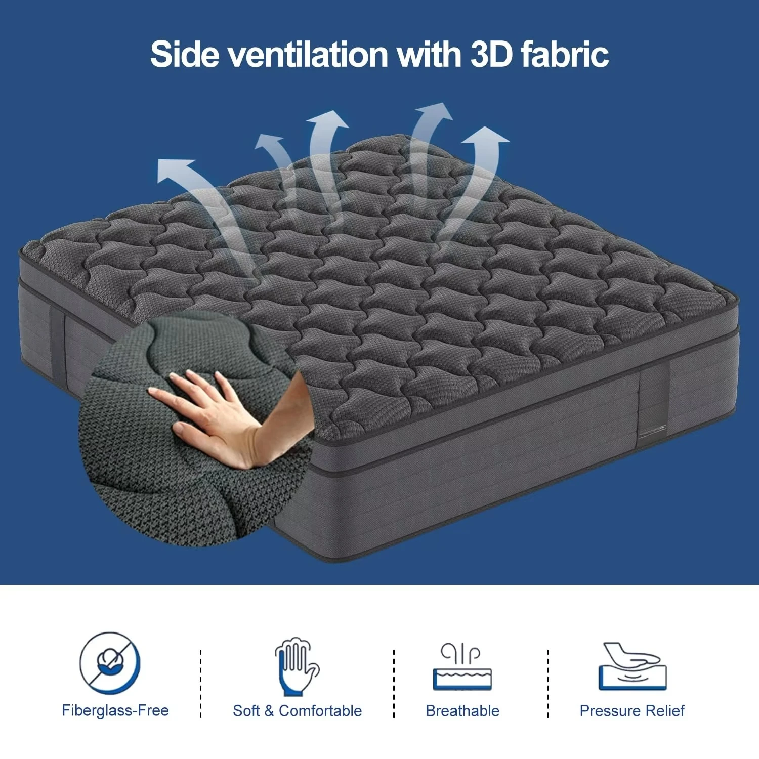King Mattresses,12 Inch Pillow Top Mattress King Size, Memory Foam Individual Pocket Springs Mattress in a, Customized