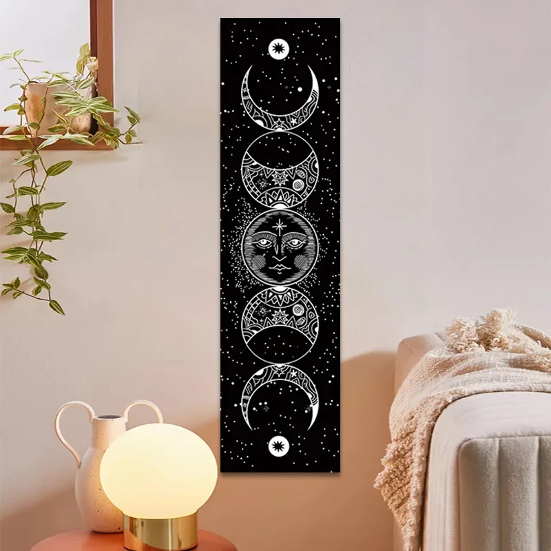 Tapestry Wall Decor Tapestry Clearance 1 tapestry of moon phases, stars and psychedelic black and white designs, perfect for