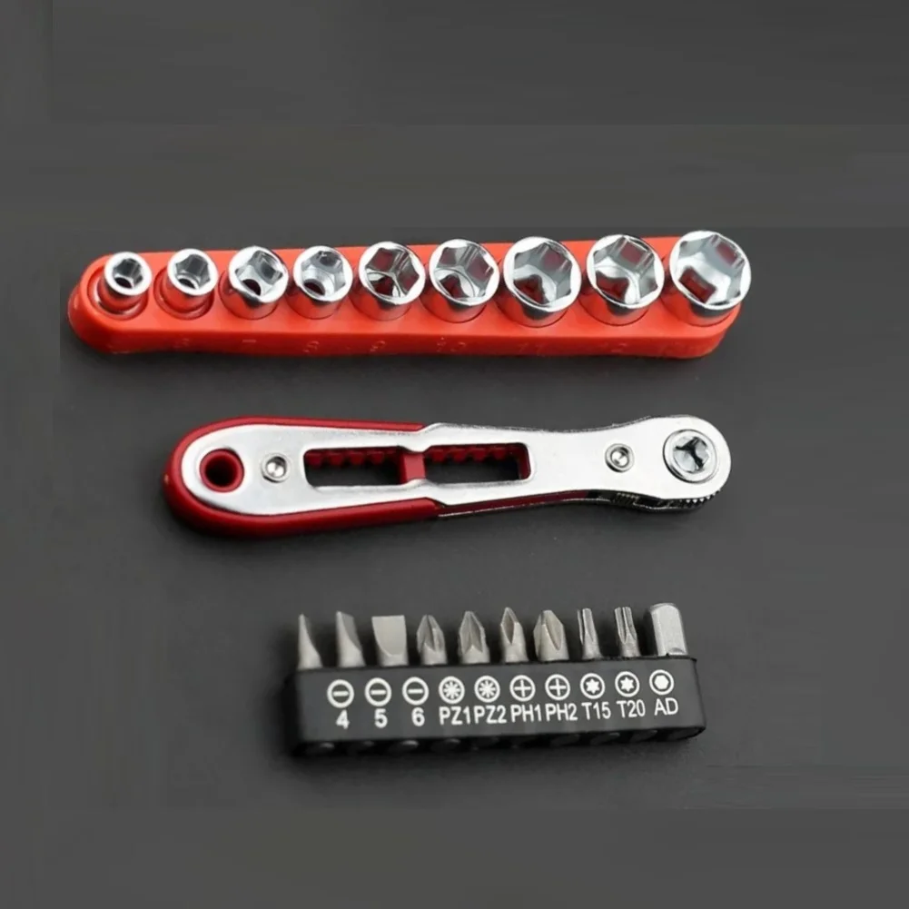 20pcs 36 Teeth Ratchet Wrench Kit with Screwdriver Bits and Square Sockets for Precision Repair and Maintenance