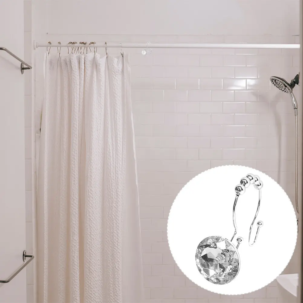 12Pcs Metal Shower Curtain Hooks Decorative Bathroom Curtain Hooks Elegant Modern Design Easy Install Remove Smooth Safe Surface