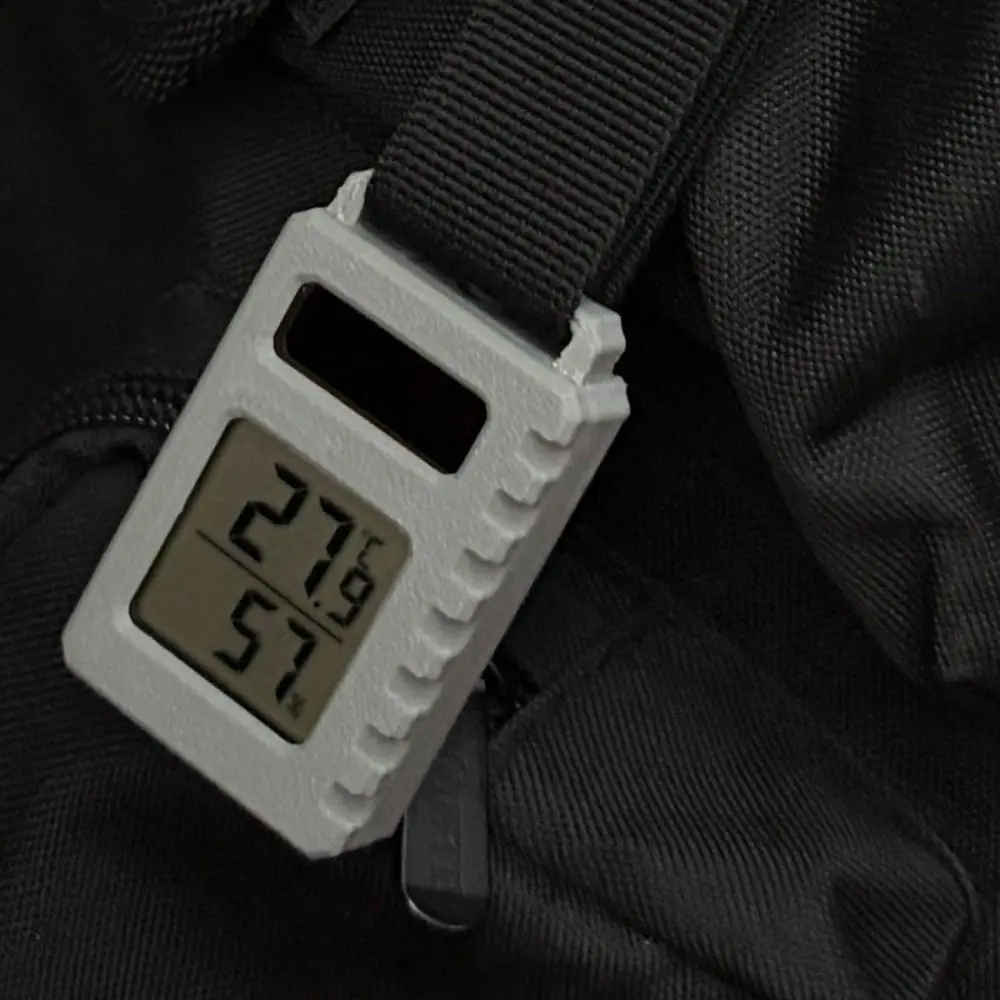 Rechargeable Solar Thermometer Hygrometer Ultra Light Compact Size Temp Humidity Monitor Digital Screen Sturdy Hook