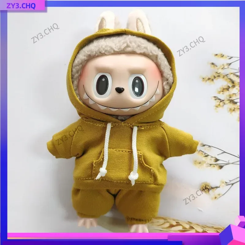 เฉพาะเสื้อผ้ามินิตุ๊กตา 17 ซม.ไวนิล Labubu Macaroon Plush Key CHAIN ตุ๊กตาเสื้อกางเกงชุดเสื้อผ้าของขวัญ