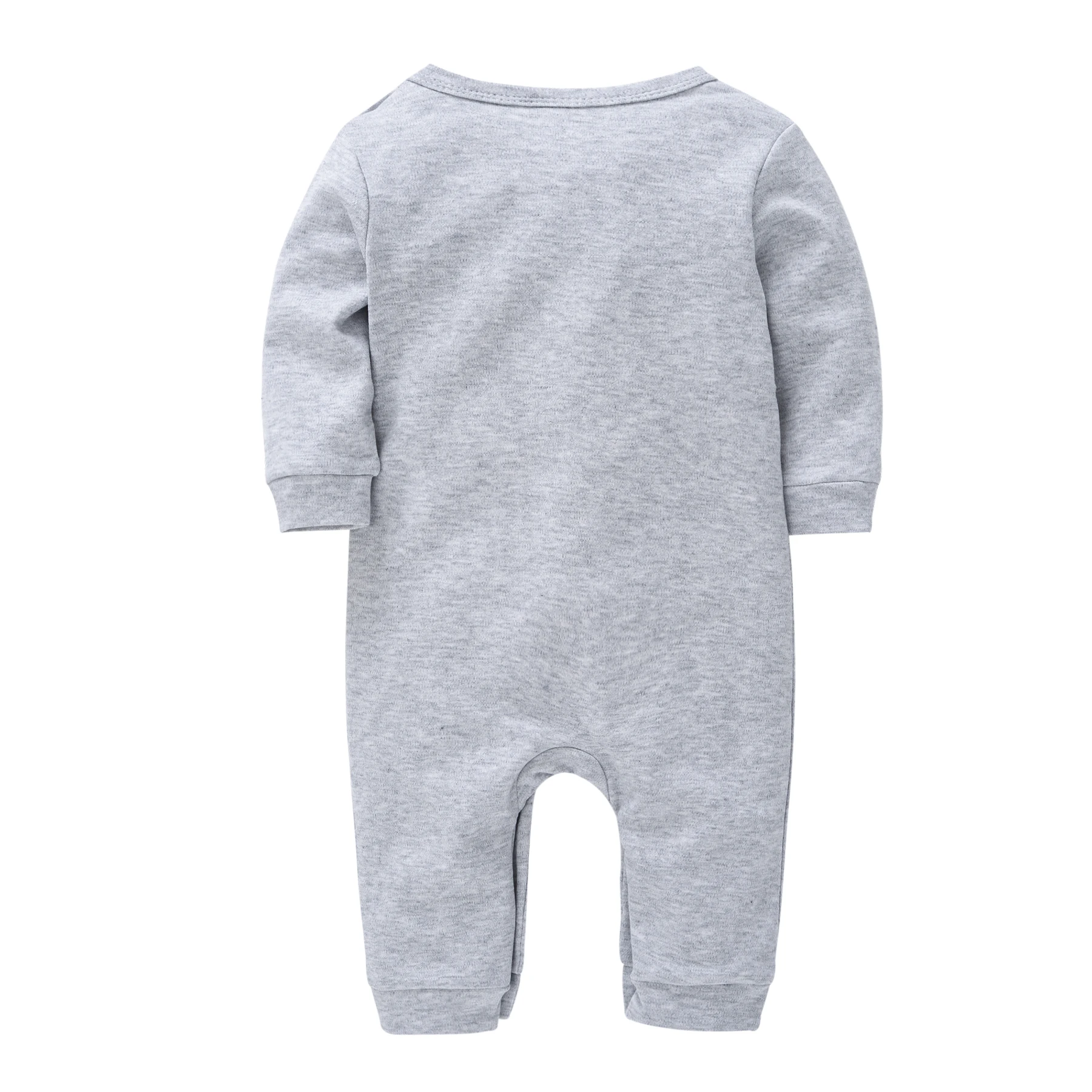 2024 Solid Unisex Baby Clothes Long Sleev 0-18M Full Sleeve 100% Cotton Newborn Rompers Grey Overalls Clothing