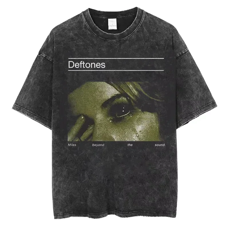 

Nostalgic Hip Hop Deftones Men Women Oversized Summer Washed T Shirt Vintage Cotton Trendy Tees Streetwear Tops Short Sleeve Y2k