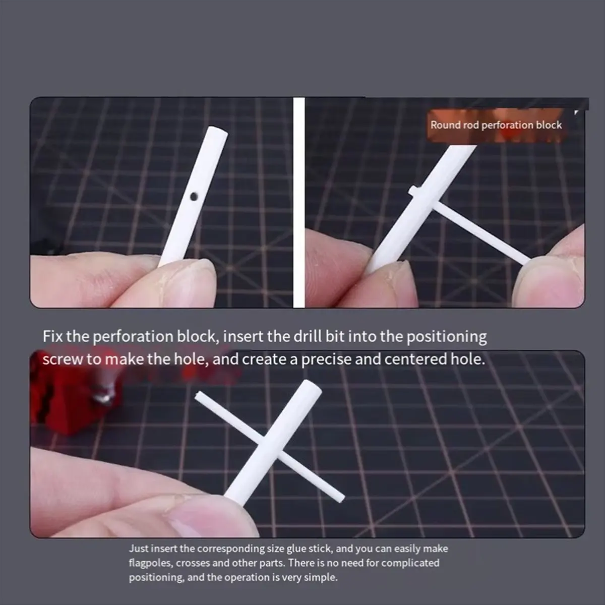 【baaq】垂直丸棒パンチングブロック-簡単な中心位置決めdiy模型製作ツール-センターパンチングブロック