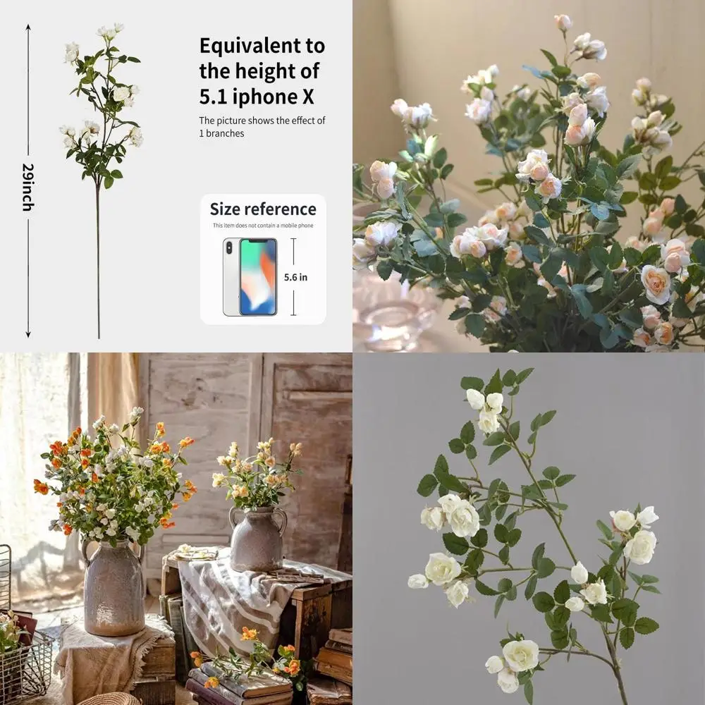 

Artificial Flowers Fake Flowers,6PCS 29" Artificial Rose for Vase, Long Stems White Artificial Flowers Faux Flower Arrangements