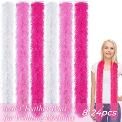 8-24PCS 6.6FT Birthday Feather Boas Artificial Fluffy Boas for Wedding Dancefloor Props Tea Party Supplies