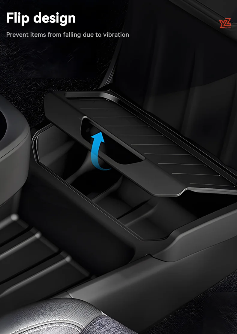 YZ für Tesla Model Y Standard Juniper RWD 2026 2025 Mittelkonsole Untere TPE-Aufbewahrungsbox Ladepad-Organizer Auto-Zubehör – Detail 7