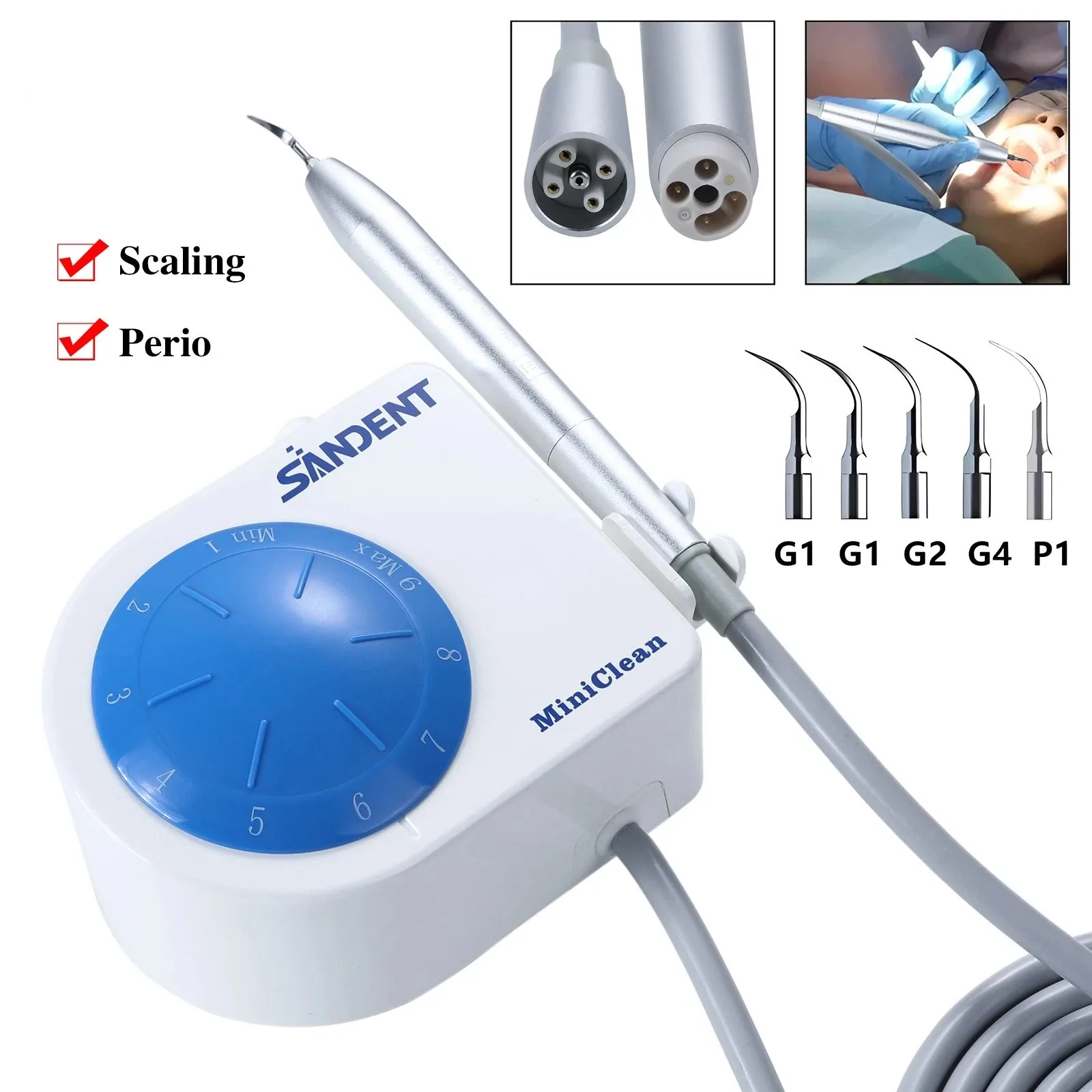Mini Clean Dental Ultrasonic Scaler Teeth Cleaning Machine with Handpiece 5 Tips