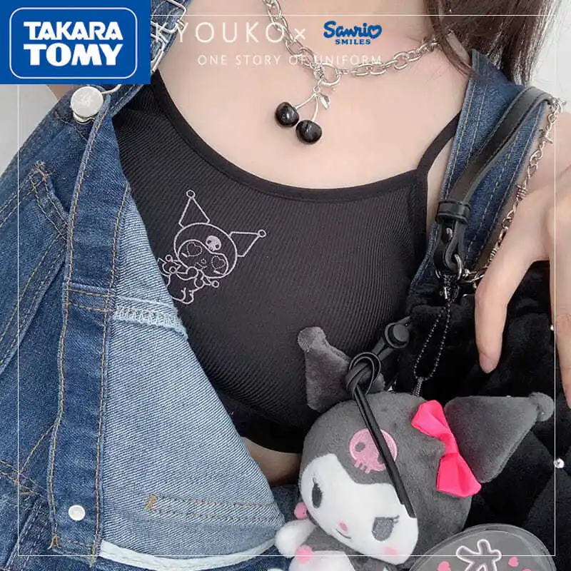 

TAKARA TOMY Hello Kitty хлопковый мультяшный милый вышитый жилет нижнее белье для девочек студенческий Спорт эластичный дышащий короткий жилет