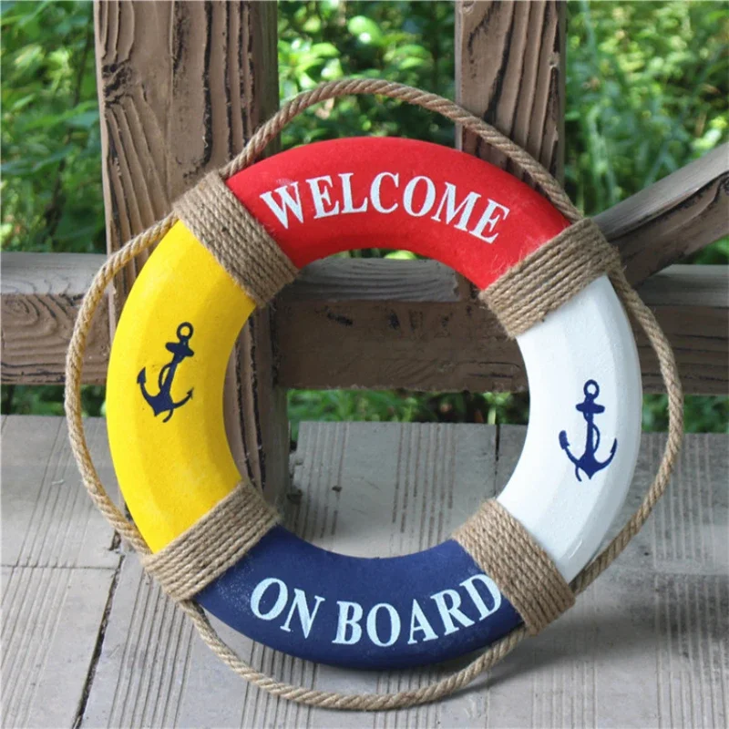 40cm High Quality Creative Retro Design Mediterranean Style Foam Life Buoy Multi Scene Applicable Wall Mounted Decoration