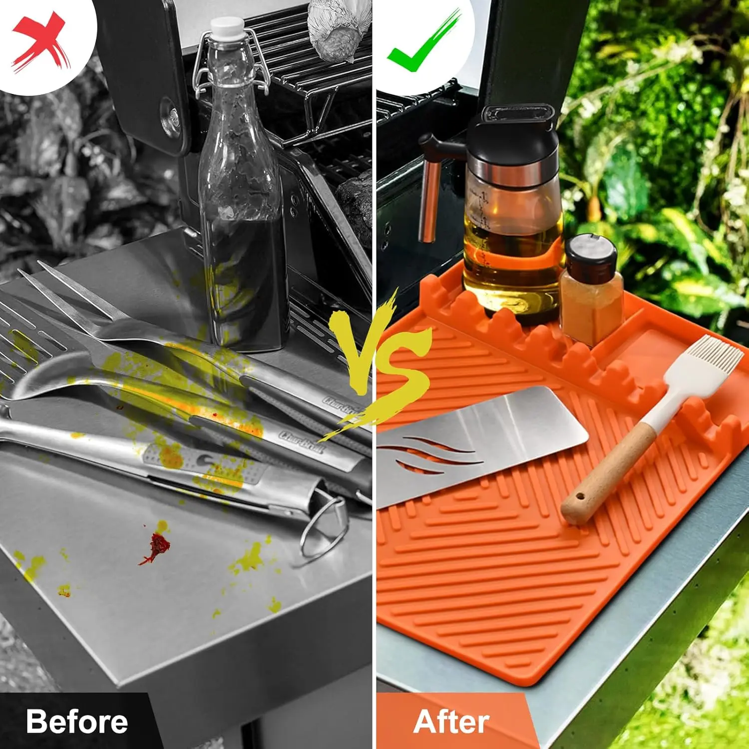 BBQ Plate Potholder Oven Oil Box Mat Silicone BBQ Tool Protective Pad Anti-dust Cleaning Pad for Outdoor BBQ Accessories view 5