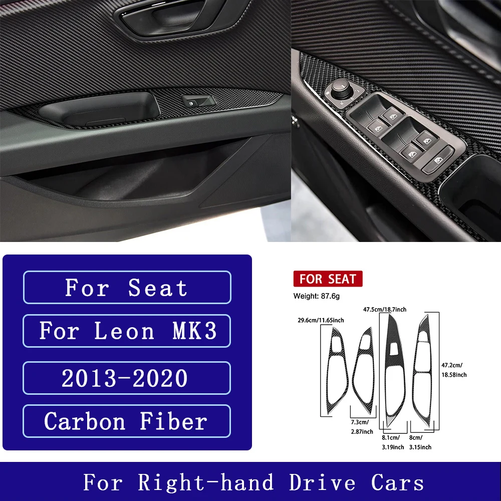 Voor Seat Leon MK3 2013-2020 Koolstofvezel Centrale navigatie radio AC CD versnellingspook deurpaneel Auto Accessoires Decoratieve Stickers