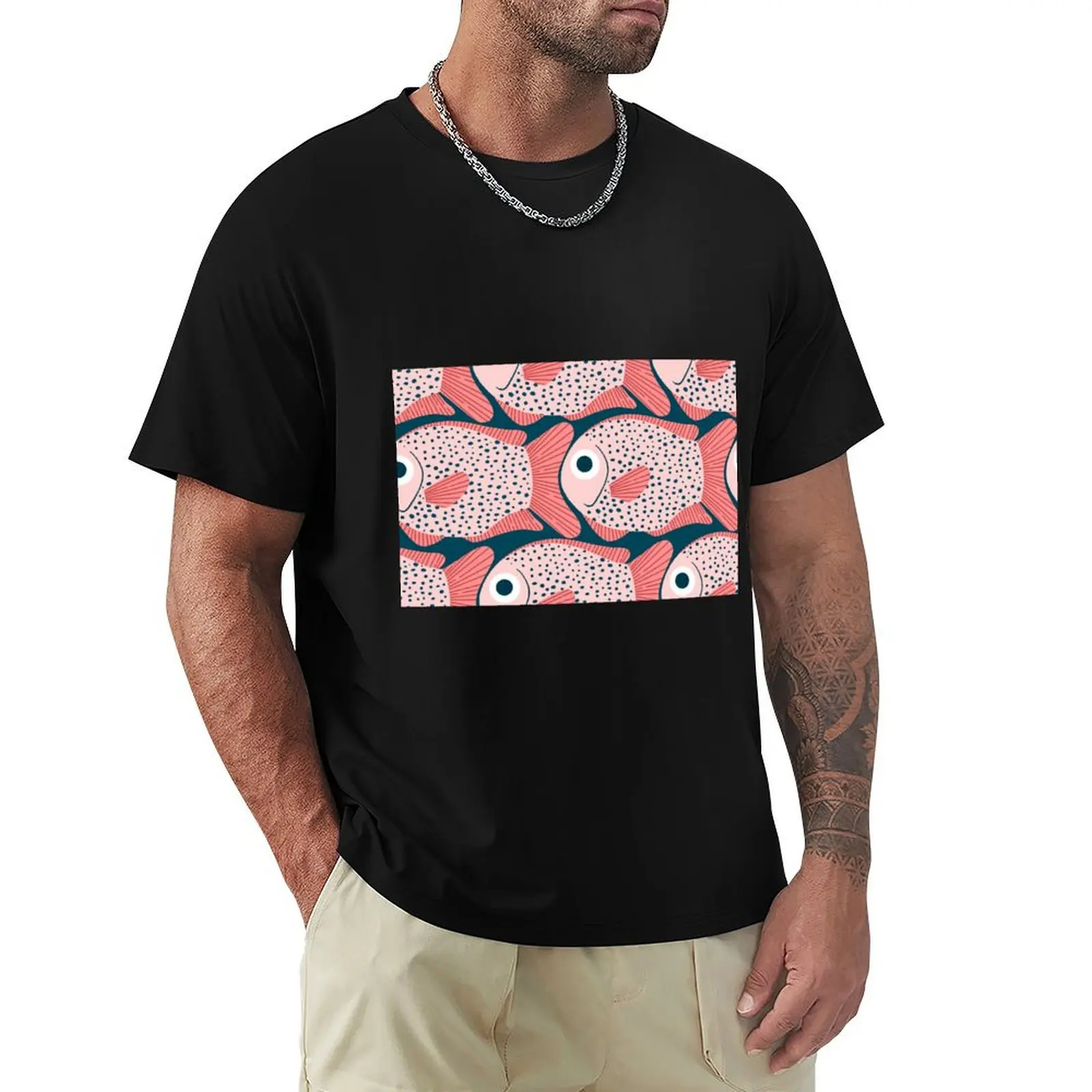 

Fish pattern T-Shirt Soft Basic Cotton Short Sleeve Tee