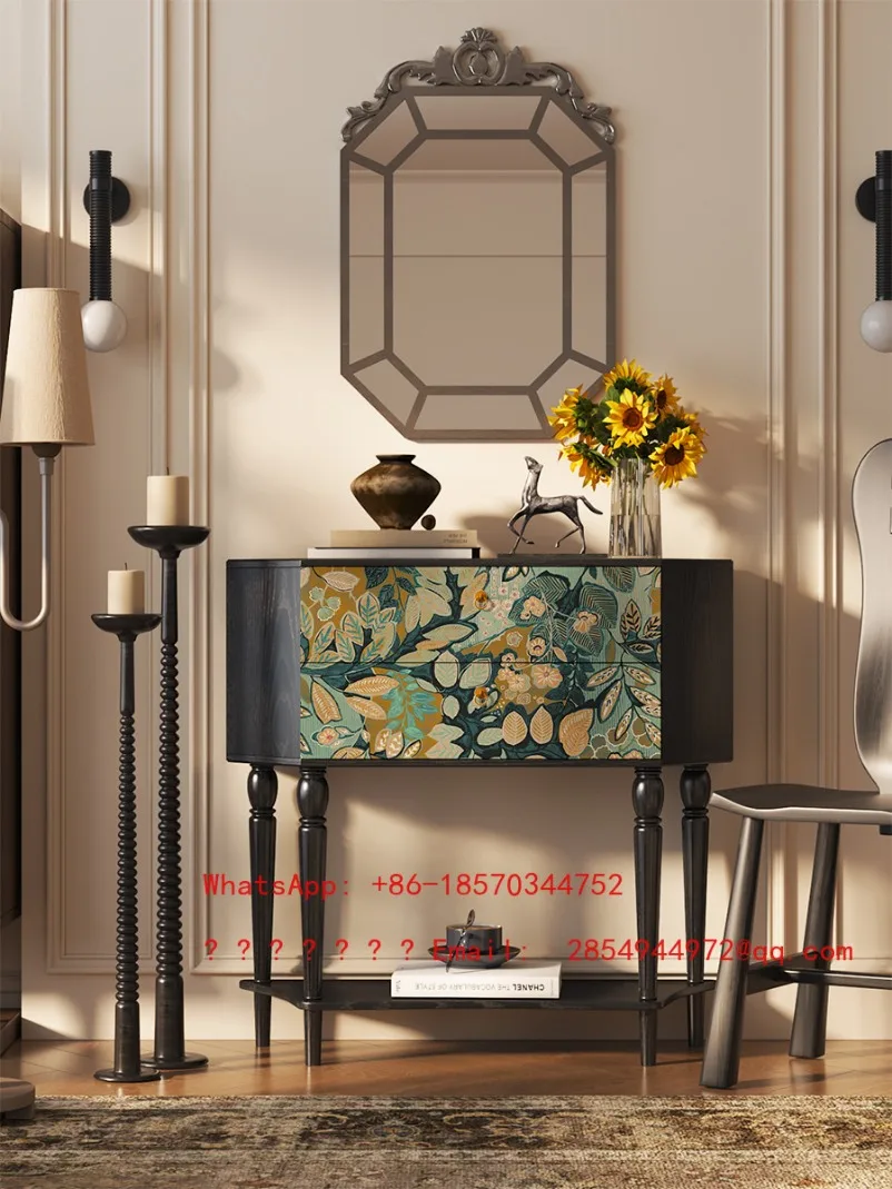 2026 New Solid Wood Home Front Door Entrance Cabinet Sofa Side Cabinet Light Luxury High-end Bedroom Storage Cabinet