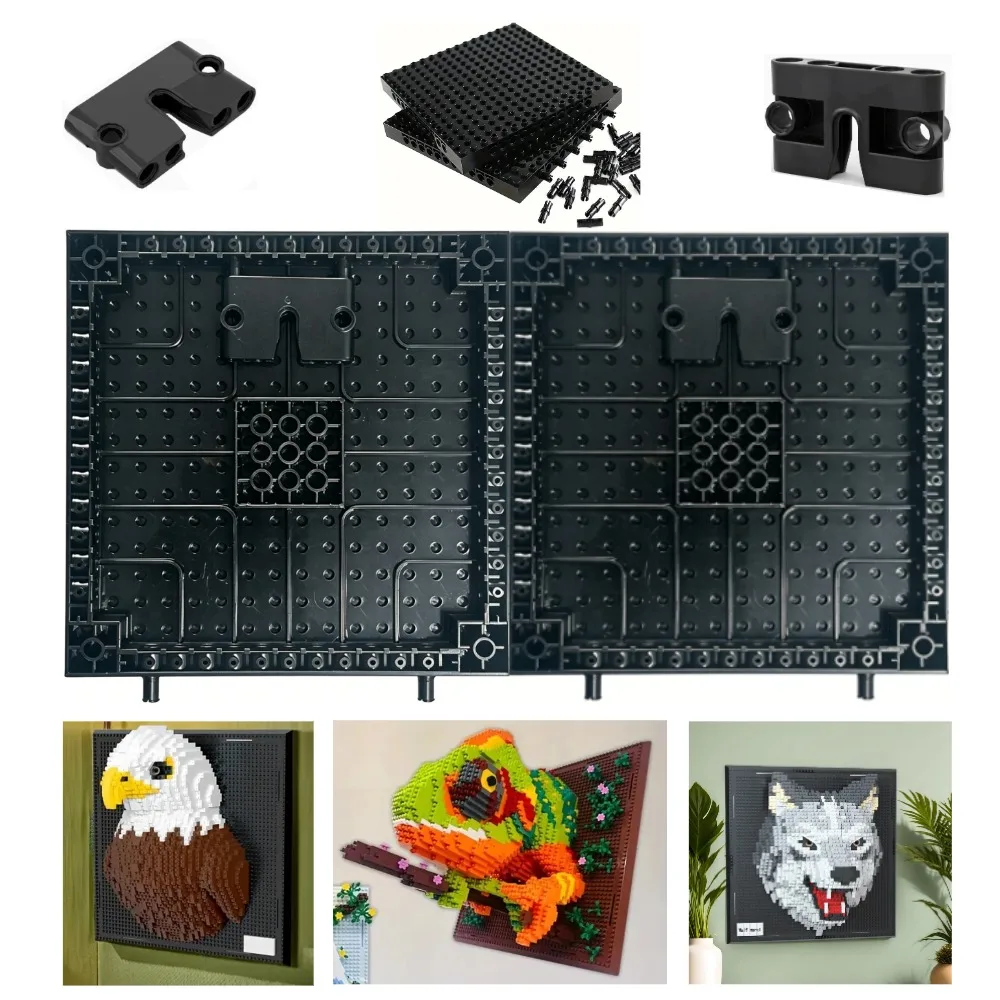 MOC Building Block Pixel Board Assembly Accessories Wall-Hole Painting Base Plate Locking Connection Bolt and Hanging Device