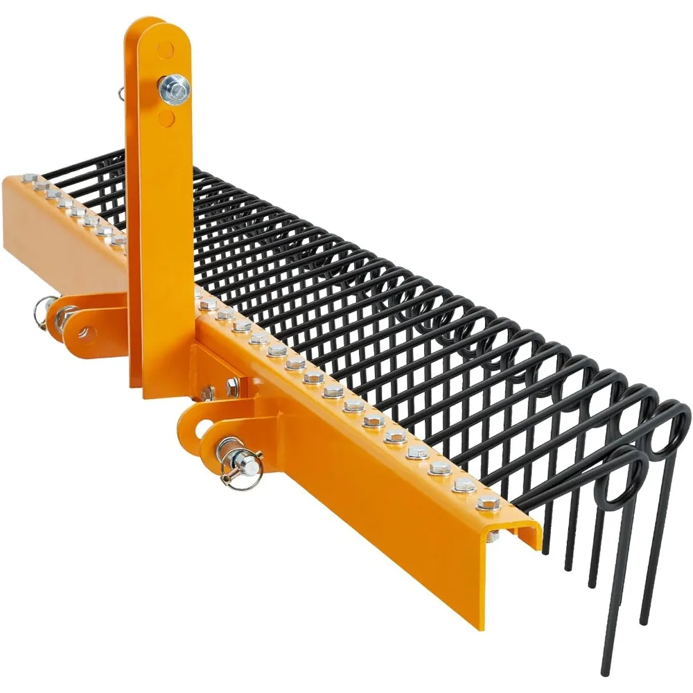 

Pine Straw Rake 72 Inch, 30 Coil Spring Tines Durable Powder Coated Steel Tow Behind Landscape Rake with 3 Point Hitch R