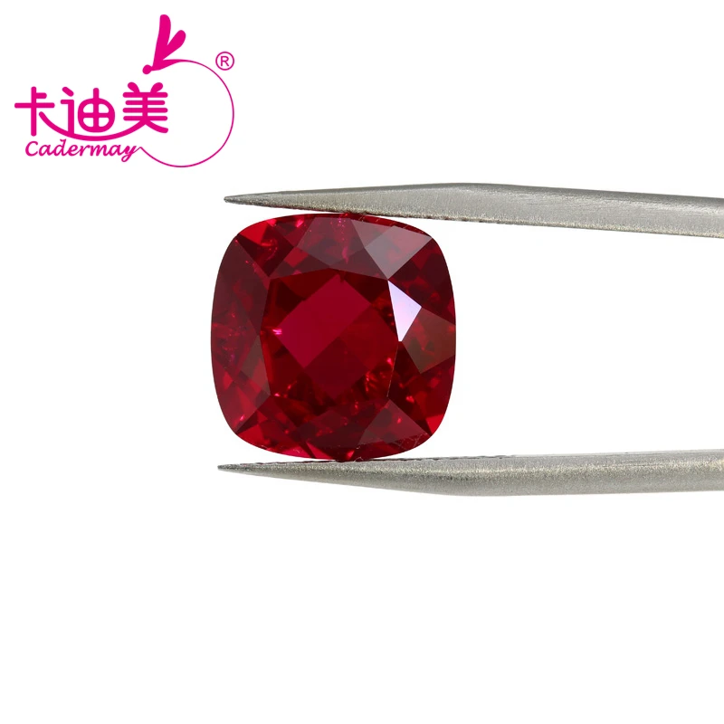 CADERMAY Cushion Cut Lab Grown Pigeon Blood Red Ruby Loose Stones With Inclusions With AGL Certificate For DIY Jewelry Making
