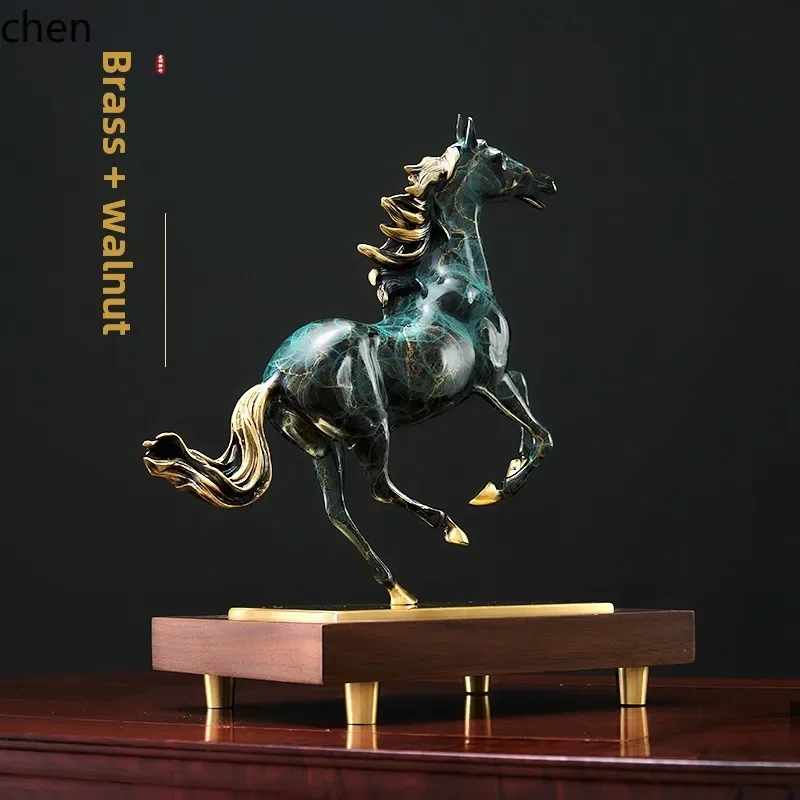 YFY  Ma to Success High-end Brass Horse Ornament Office High-end Living Room Bogu Rack Cabinet Decoration Crafts