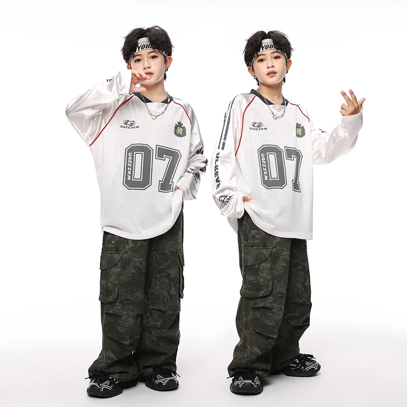 Girls Hip Hop Clothing Sweatshirt Joggers Pants Boys Cool Streetwear Clothes Set Kids Children Jazz Street Dance K-pop Costumes