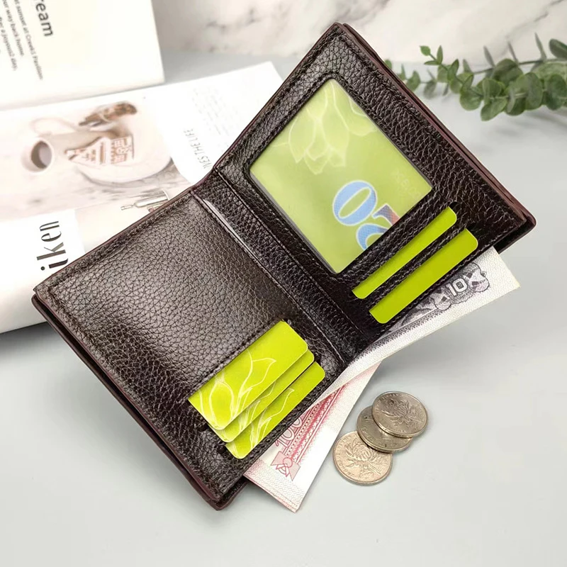 Portefeuille court en cuir PU pour hommes, poche à monnaie multi-fentes, porte-cartes de crédit d'affaires, porte-monnaie simple, sacs d'argent en dollars