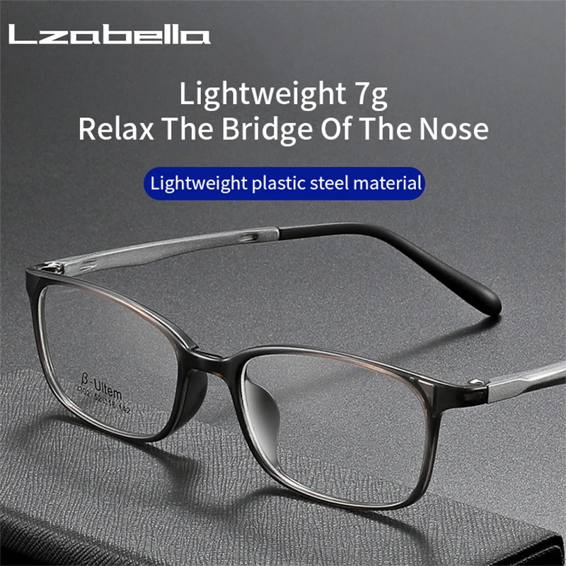 

Lzabella New Plastic Steel Eyeglass Frame Ultra Light And Comfortable Frame Men's And Women's Square Prescription Glasses 3302