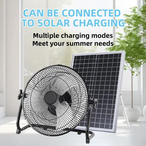 Battery Operated Solar Fan, Home or Outdoor Dual-use Portable Fan, Battery Can Running 6-12 Hours, with USB Output For Phone