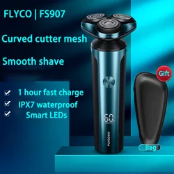 Flyco-男性用スマート電気シェービングシェーバー、ipx7、全身洗浄、充電式、1時間急速充電、90日間のバッテリー寿命、fs907、fs905