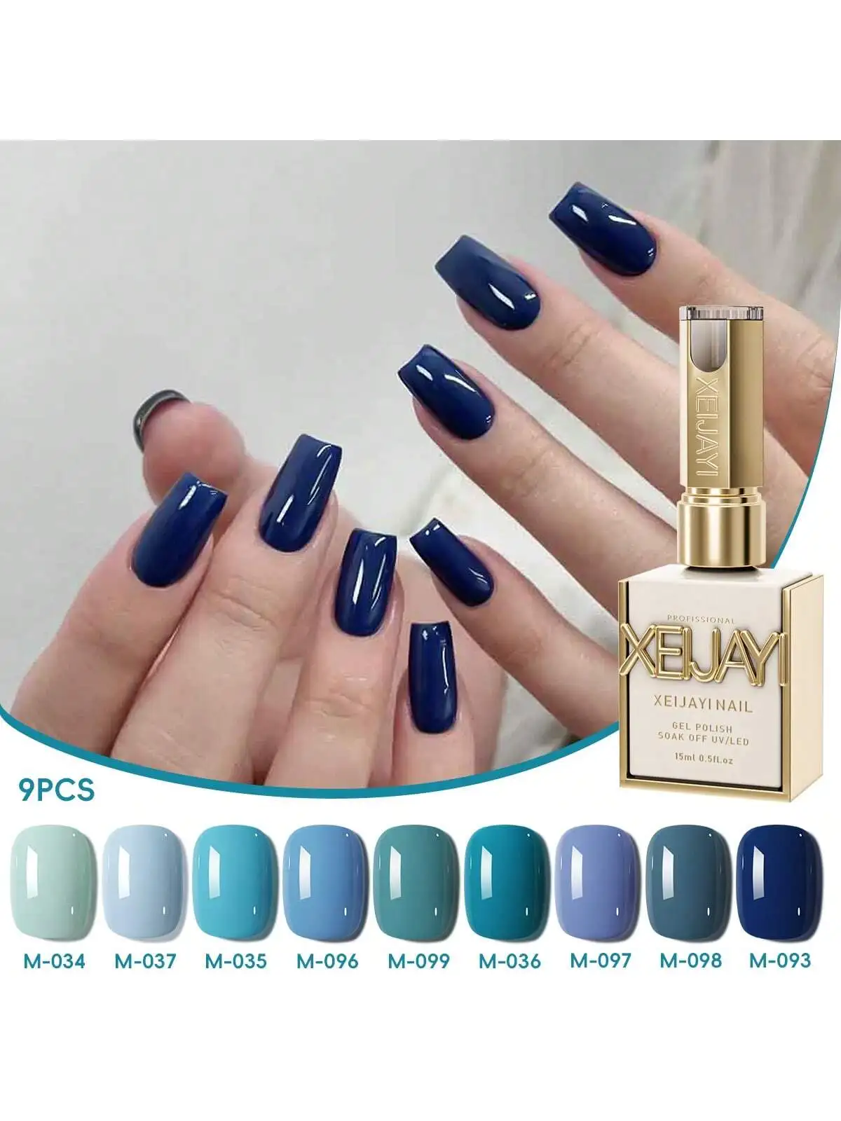 

9-color Ocean Blue Nail Polish Set Autumn And Winter All-match Popular Nail Gel Polish Led/UV Gel Nail Polish Art Nail Salon