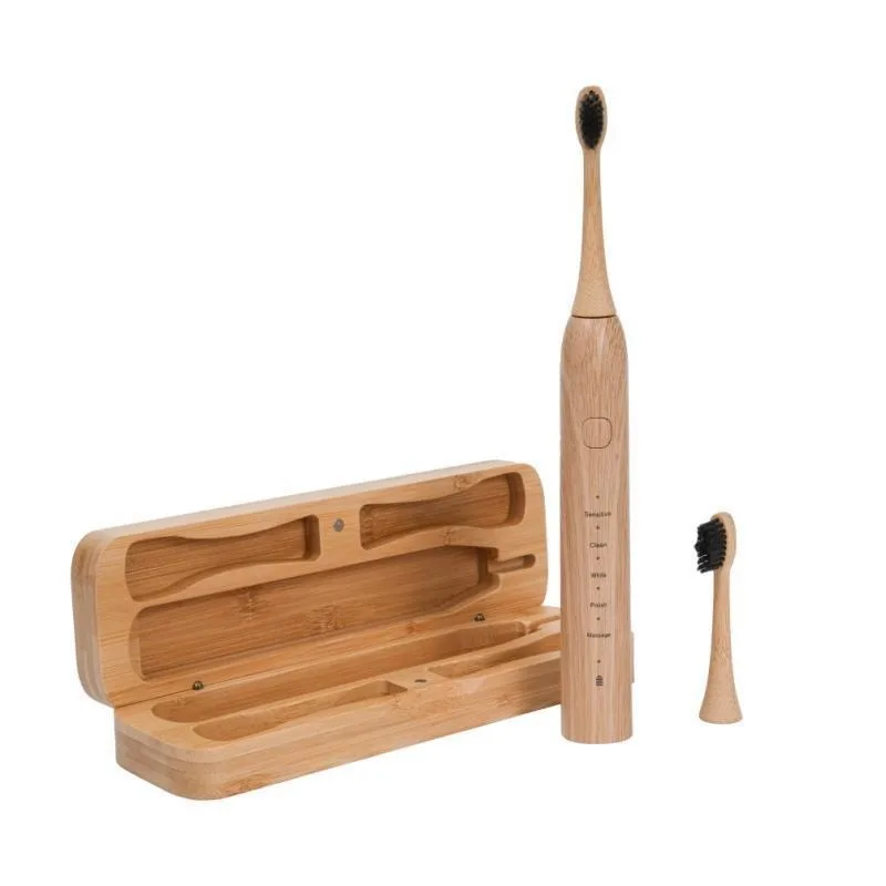 Bamboo Electric Toothbrush Smart 5 Mode 2 Minute Timer Wireless TYPE-C Charging IPX7 Waterproof 45 Days Endurance Soft Bristles