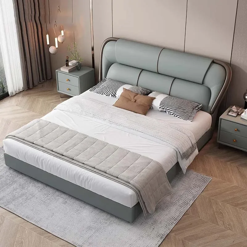 Minimalist Bedroom Bed Queen Size Modern Multifunctional Double Bed Storage Space Camas De Casal De Luxo Nordic Furniture