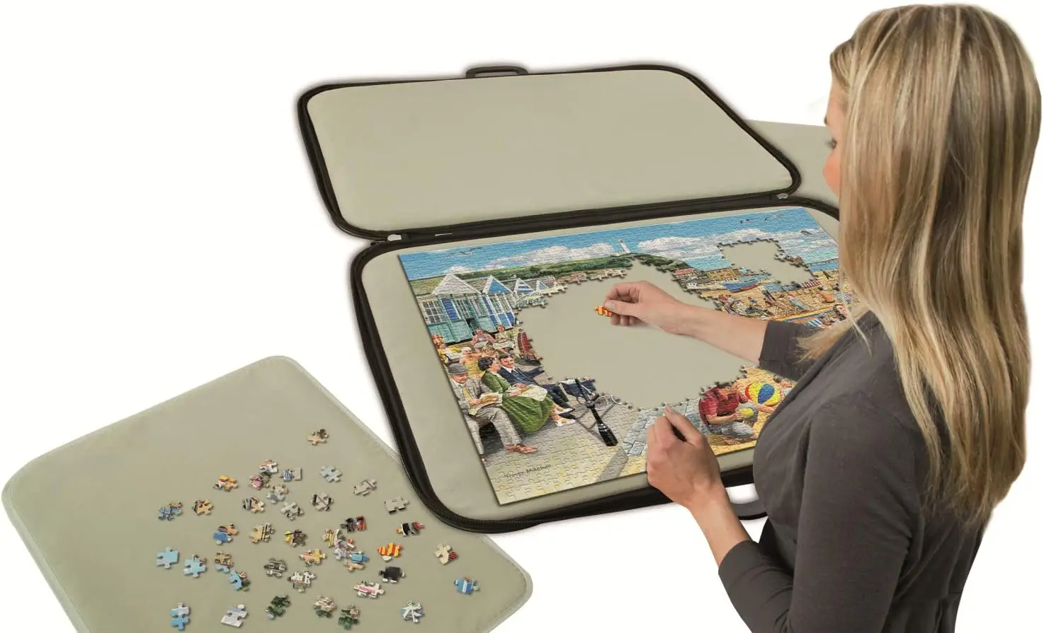 Jumbo Puzzle Mates Portapuzzle Deluxe, 1000 Piece Jigsaw Storage Board Case, Accessories