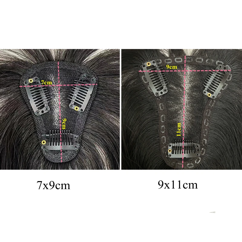 Fringe Human Hair Toppers Clip In Lace Base Hairpieces For Women Mid Part Straight 3D Hair Bangs Cover Grey Hair Loss