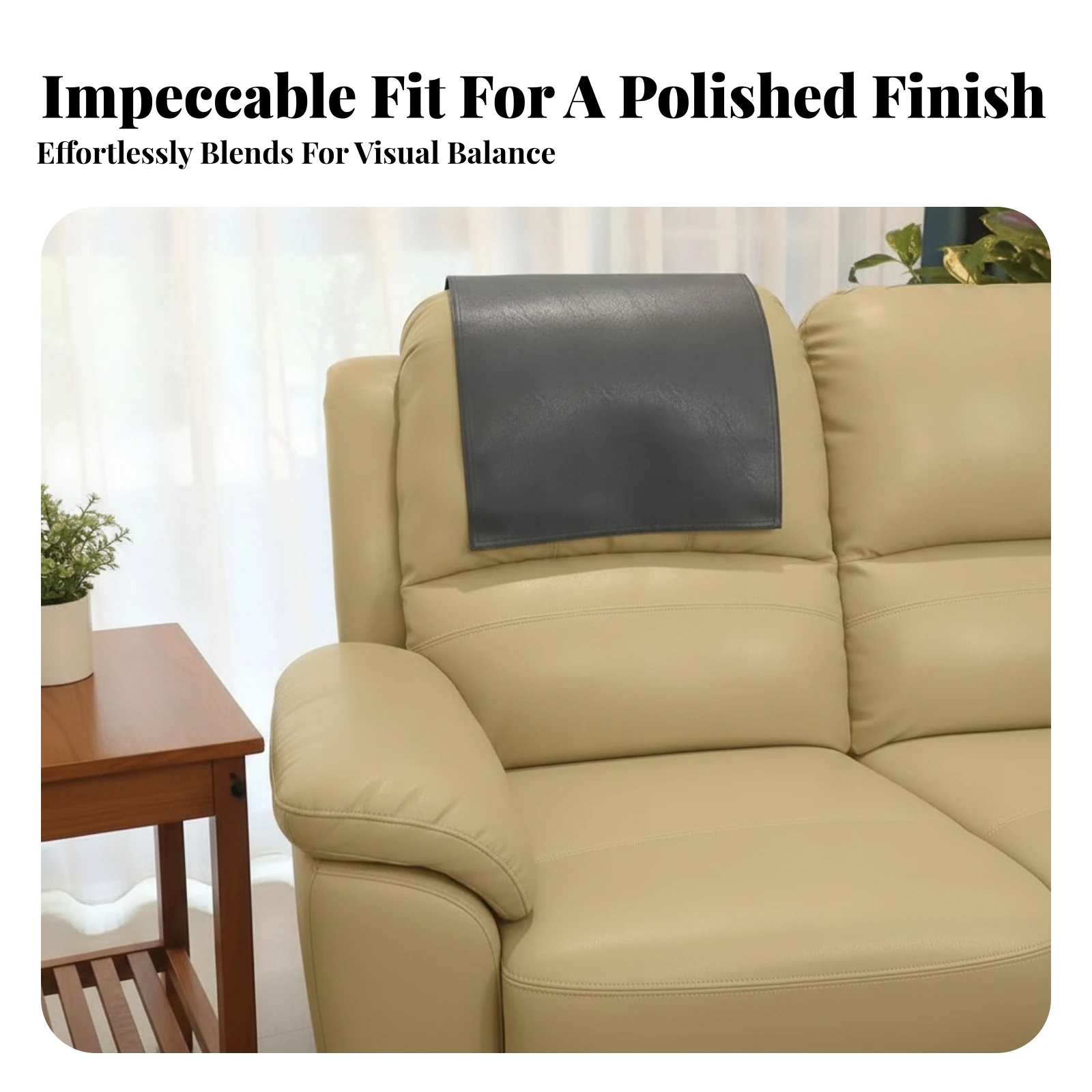 Leather-Like Recliner Headrest Cover Textured Grain Stain Resistant Furniture Guard Recliner Headrest Protector