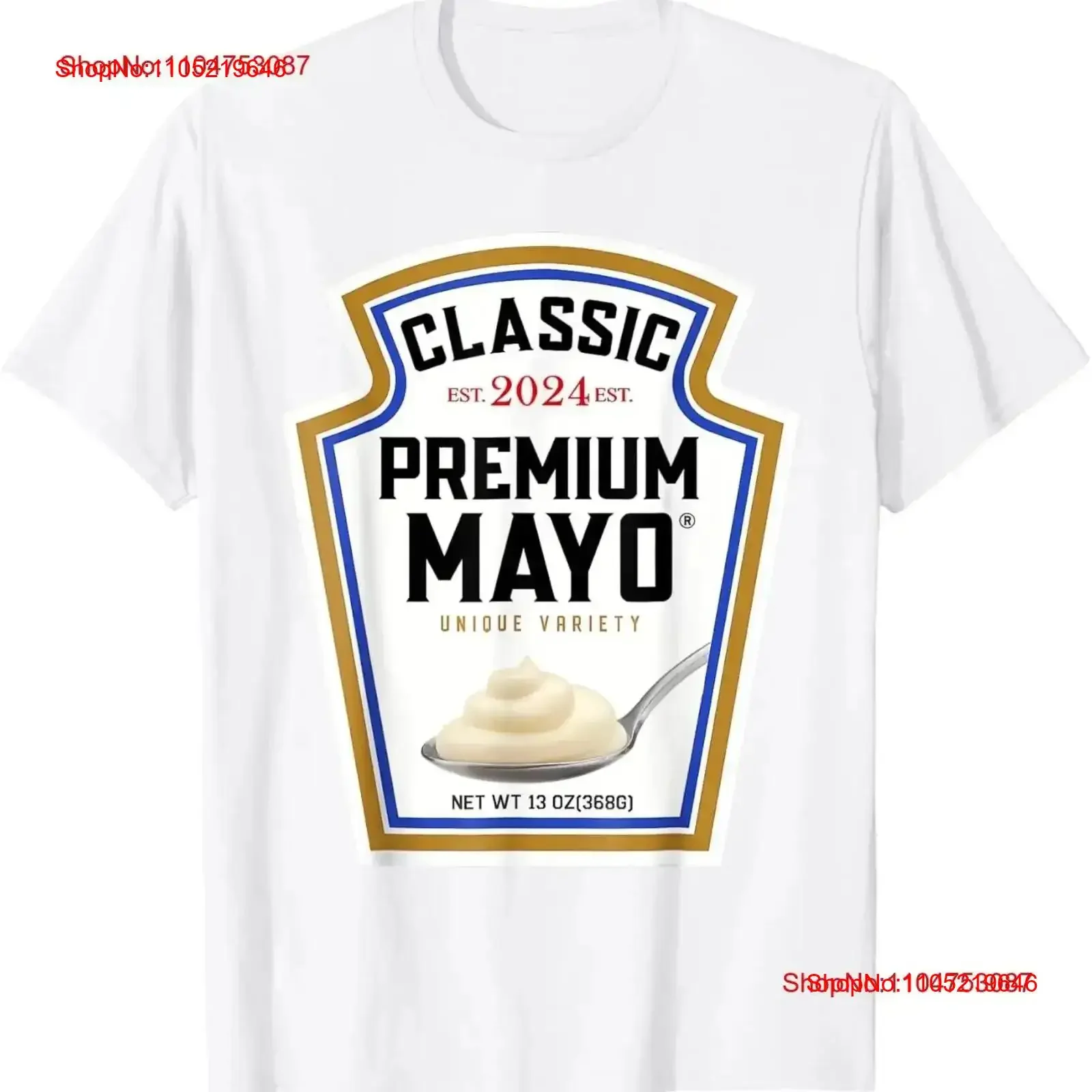 Mayonesa azul DIY disfraz de Halloween Mayo condimentos camiseta dulce vintage lavado Top para uso diario Casual estirado homme