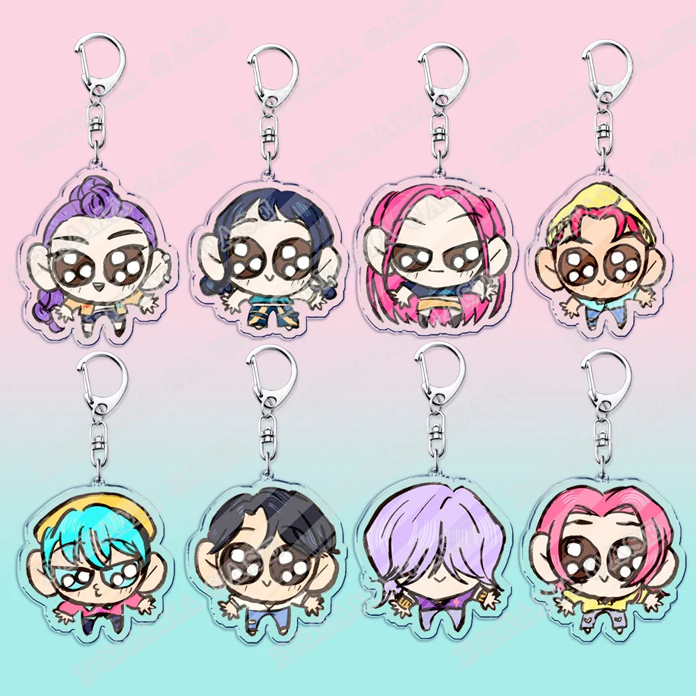 漫画 K-POP 悪魔ハンター Saja ボーイズアクリルキーホルダーリング両面キーチェーンジュエリーファン愛のギフト