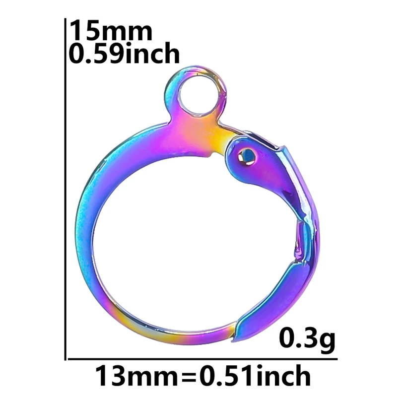 10pcs/Lot Rainbow Color Stainless Steel Round Ear-hooks Charms Accessories DIY Craft Earrings Ear Bone Buckle For Women/Man Bulk