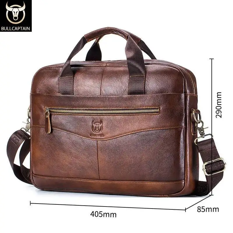 Shoulder Messenger Bags Genuine Leather 14-Inch Laptop Bag's Men's Briefcase Office Business Handbag