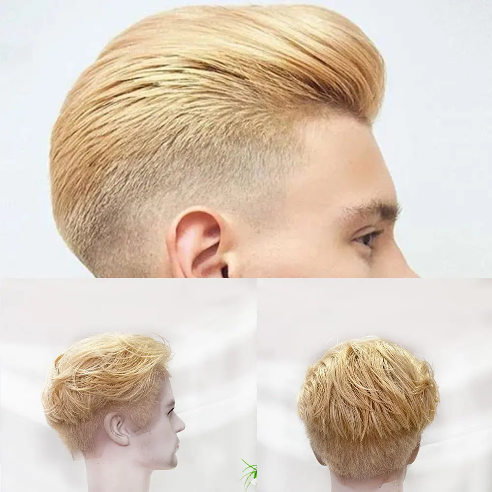 Short Hair Wigs for Man with 4-inch men's Full Lace Wig Blond 613#Color Natural Hairline Male Hair low Maintenance Ready To Wear