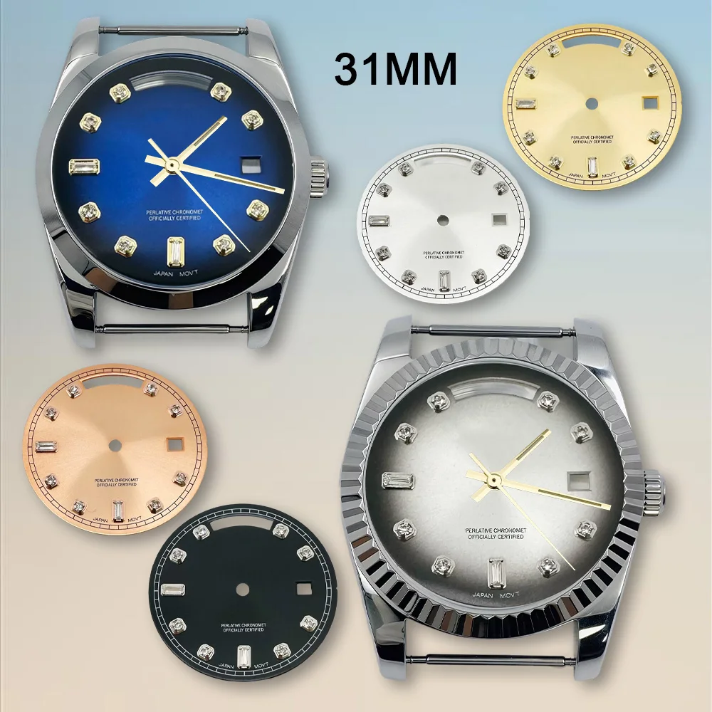 Watch modification parts 31mm S Dial Day And Date Diamond Dial Fit 8285 Movement Sunray High-Quality Dial Watch Accessories