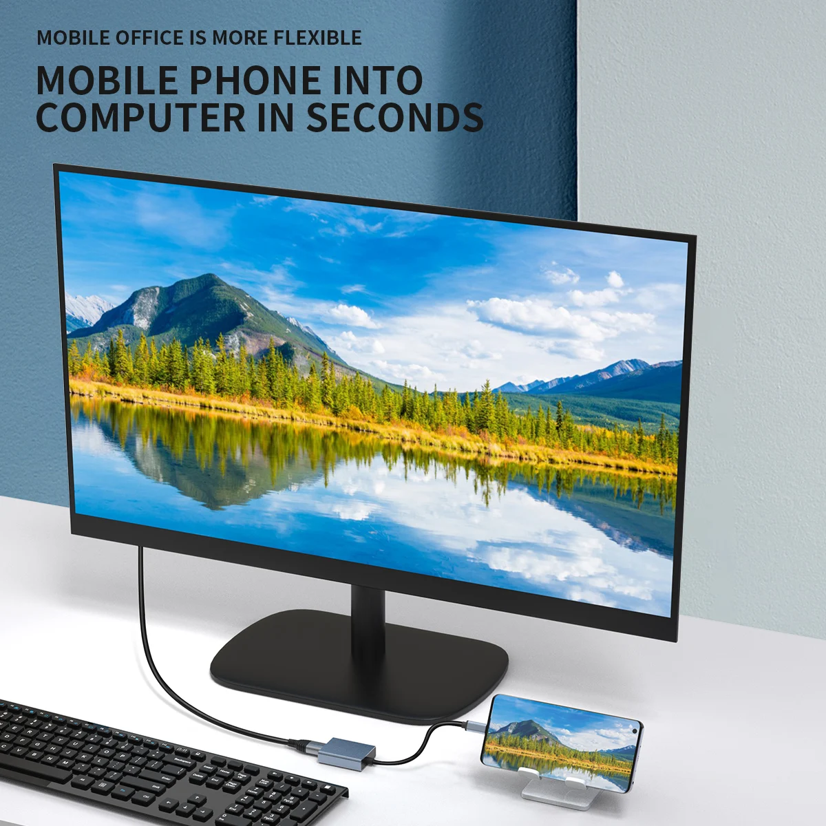 Adaptador USB C cinza para HDTV, Shell de alumínio, Compatível para computador portátil e telefone móvel, 4K, 30Hz