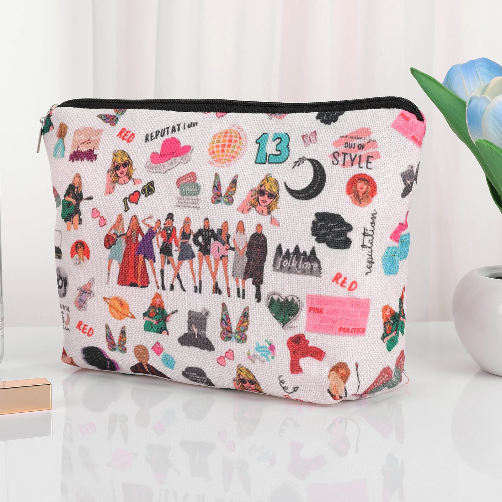 Music Lovers Gifts for Women Makeup Bag Singer Merchandise Travel Makeup Pouch Makeup Organizer Storage Bag for TS Fans