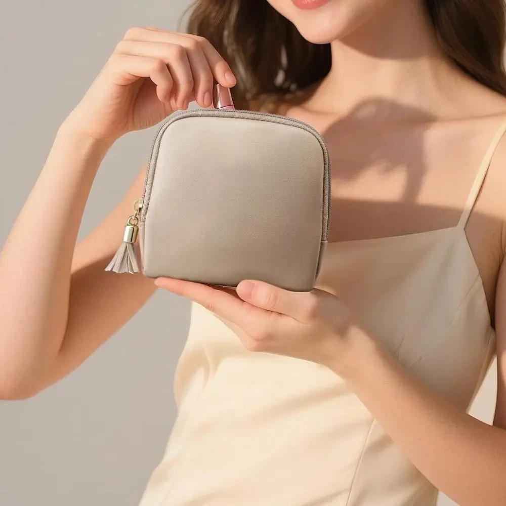 

Simple Tassel Jewelry Packing Bag PU Leather Rings Necklace Jewelry Storage Case Organizer Large Capacity Jewelry Holder Gift