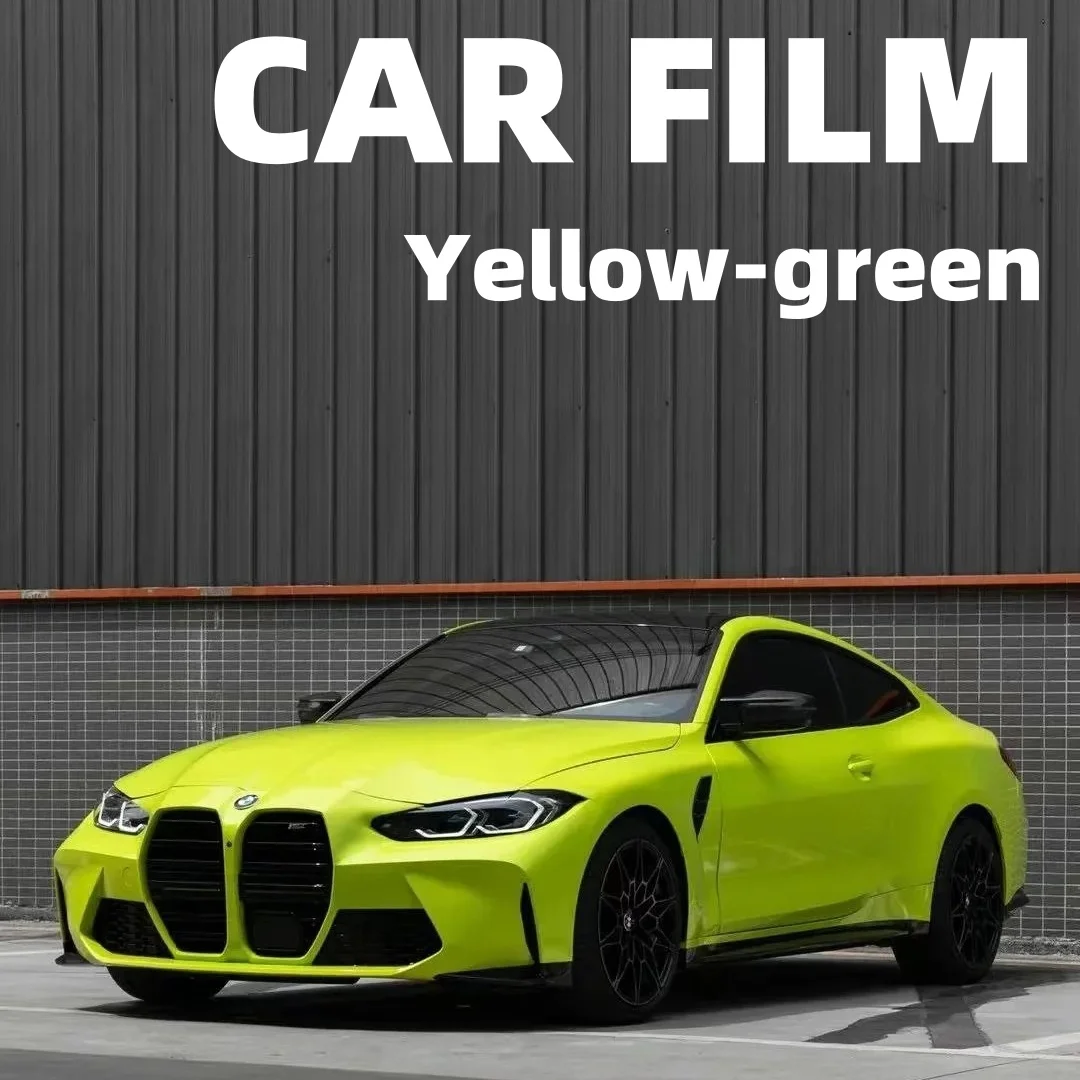 Yellow-green Highest Quality Vehicle Wrap HD PET Car Cover Covering Film Car Decoration Vinyl Wrap Stickers 17M