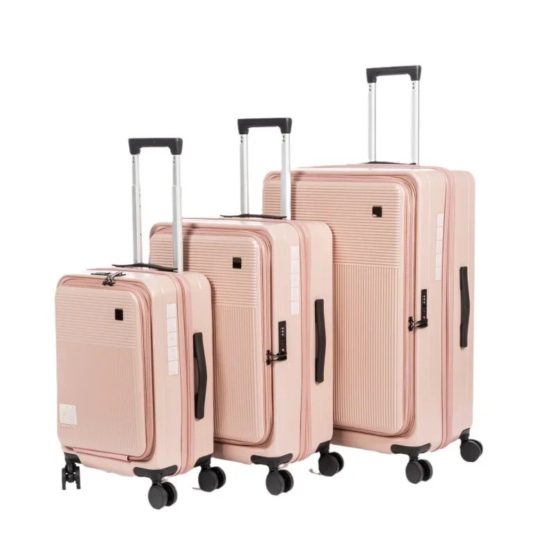 

PC Multifunctional Trolley Case20Inch Front Open Cover Zipper Luggage Boarding Password Universal Wheel Suitcase Extendable